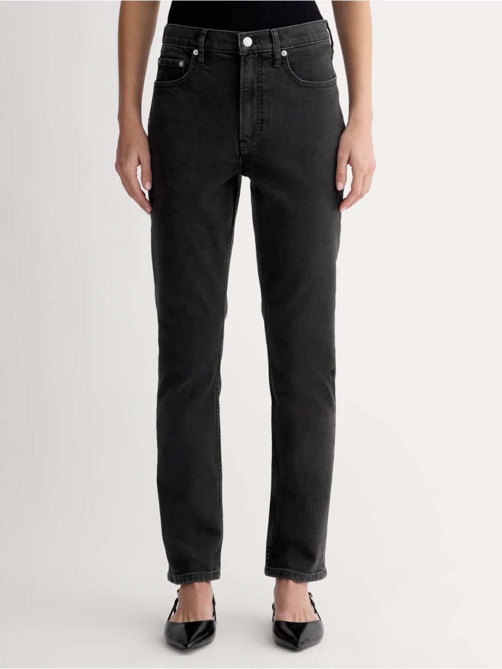 Everlane The Curvy 90s Cheeky Straight Leg Jeans Washed Black Size 28
